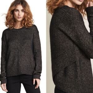 A.L.C. Bowen Cross Back SOFT Merino Wool Alpaca Black Gold Metallic Sweater S
